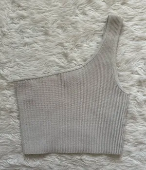 Aritzia Babaton Top Sculpt Knit One-Shoulder Cropped Tank Tight-fit Sz XS thumbnail 1