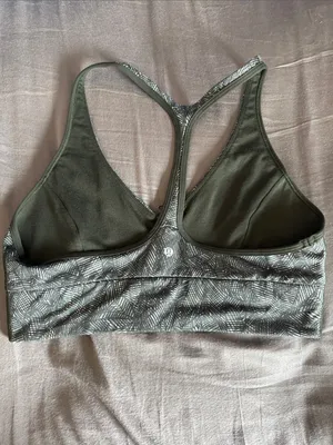 lululemon athletica Olive Leaf-Print Zip-Front Racerback Sports Bra / H103 thumbnail 3