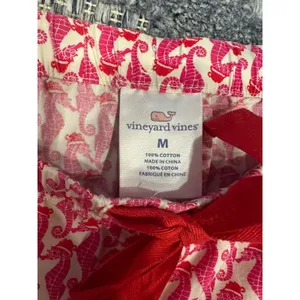 Vineyard Vines Pajama Pants Womens Medium Pink Red Seahorse Santa Print Lounge thumbnail 6