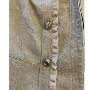 White House Black Market Metallic Ruffle Military Jacket Tan‎ Beige Utility 4 thumbnail 5