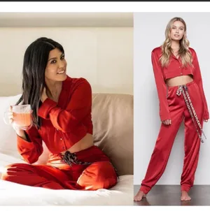 Good American Red Satin Pjs In Leopard thumbnail 2