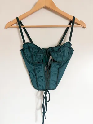 Urban Outfitters Lace Fairycore Romantic Corset Style Bustier Green Cami Top Medium Whimsical thumbnail 2