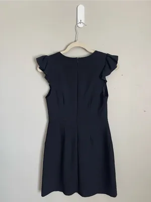 SHE + SKY Classic Black Ruffle Sleeve Mini Dress Sz S thumbnail 4