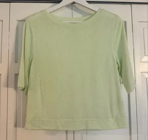 Athleta easy breeze serene neon green linen blend tshirt size xxs thumbnail 3