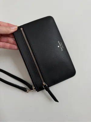 Kate Spade Patrice Wristlet Leather Double Zip Pockets Credit Card Slots Black thumbnail 6