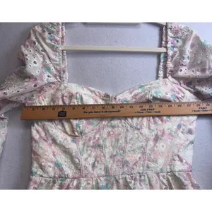 City Studios Floral Eyelet Corset Mini Dress Pastel Pink Blue XL thumbnail 12