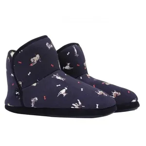 Joules Winter Cozy Slippers Size 6 US Blue Dog Print Faux Fur Pull On Style thumbnail 10