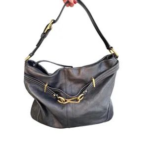Vintage Coach Hamilton Hobo Bag Black Pebbled Leather Brass Horsebit Style 12460 thumbnail 4