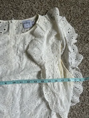 Polly White Eyelet Ruffle Mini Dress Bachelorette Wedding Shower 12 thumbnail 8