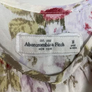 ABERCROMBIE & FITCH ivory‎ rose pink floral off shoulder crop top size M Medium thumbnail 2