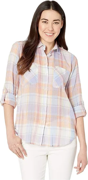 Lauren Ralph Lauren Size L Pastel Gauzy Semi-Sheer Button Up Long Sleeve Shirt thumbnail 1