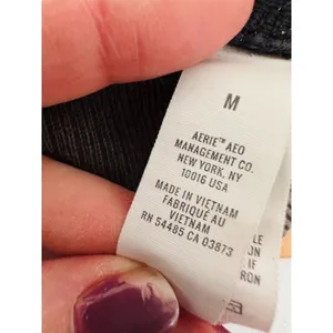 Aerie‎ Womens Shirt New Love Corded Cropped Ribbed Hoodie Sweatshirt Gray Medium thumbnail 6
