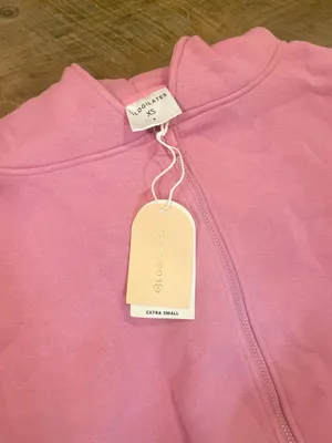 NWT! Blogilates Women's Marshmallow Full Zip Hooded Sweatshirt - Pink XS NEW! thumbnail 4
