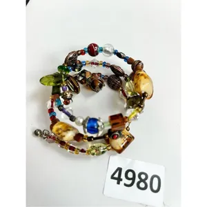 Multicolored bracelet multilayered memory wire wrap bracelet confetti glass coil thumbnail 7