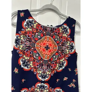 Altar'd State Shift Dress Boho Mandala Navy Blue Paisley Print Sleeveless Size M thumbnail 4