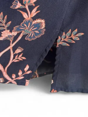 Maurices Navy Floral Blouse with Pink and Purple Accents size small thumbnail 5