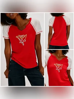 NWOT Free People Pep Rally Tee - Red Combo - Small thumbnail 2