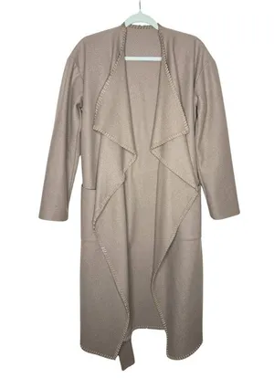 AllSaints Paxx Italian Wool Wrap Waterfall Trench Coat Dune Small Winter Jacket thumbnail 2