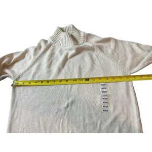 Jeanne Pierre Cream Light Beige Mock Neck Pullover Knit Sweater M NWT thumbnail 11