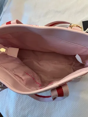 Pink Cherry Plaid Shoulder Bag with Red Accent Straps thumbnail 4