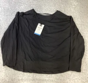 Members Mark Womens‎ Long Sleeve Active Tee Black Keyhole Back Large SW3203 NWT. thumbnail 1
