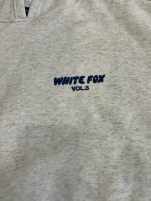 White Fox Offstage Hoodie in Mineral Grey M/L Navy Lettering thumbnail 4