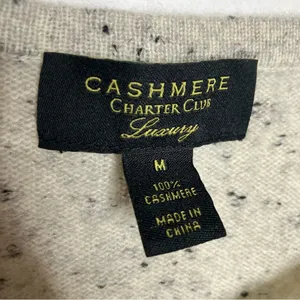 Charter Club cashmere luxury‎ crewneck sweater gray speckled women’s size medium thumbnail 2