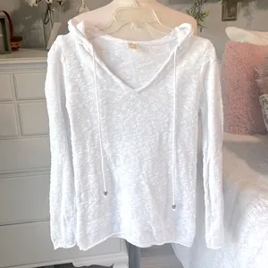 White Cotton Sweater Pullover Hooded thumbnail 3