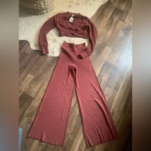 Free People Emilie Sweater Set in Cherry Cola NWT $168 casual revolve fall knit thumbnail 7