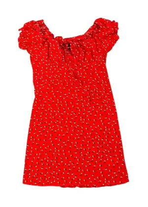 Windsor Off the Shoulder Floral Mini Dress SZ S Flirty Milkmaid Smoked Y2K thumbnail 1
