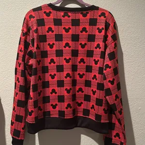 Disney Mickey Mouse Red Buffalo Plaid sweater sz L thumbnail 4