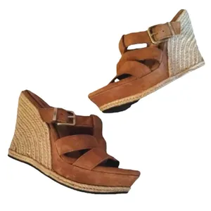UGG Hedy Suede Wedge Slide Sandals Women’s 5.5 Brown thumbnail 1