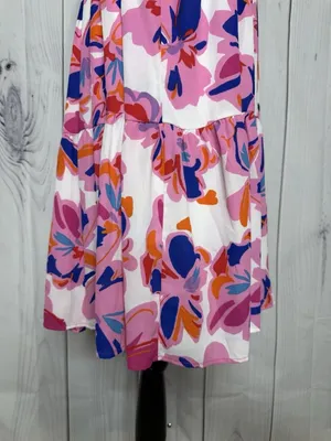 Adrienne Women’s Sz L Pastel Midi Dress Sleeveless Smocked Back thumbnail 6