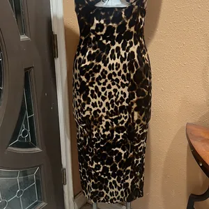 Zara animal print midi spaghetti strap dress thumbnail 2