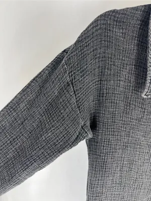 Bird Bee Textured Gauze Romper Charcoal Black Long Sleeve Button Front Size M thumbnail 4