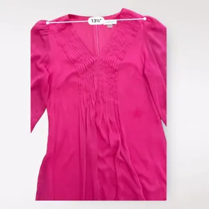 Calvin Klein Pink Pleated Chiffon 3/4 Sleeves V-Neck Short Dress‎ Size 4 thumbnail 5