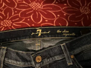 7 For All Mankind Slim Cigarette Jeans Dark Blue Denim Women's Pockets thumbnail 2