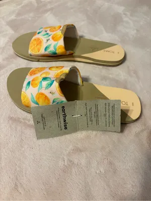 TOMS Earthwise Citrus Print Slide Sandals Orange Fruit Women’s Size 8 NWT thumbnail 5