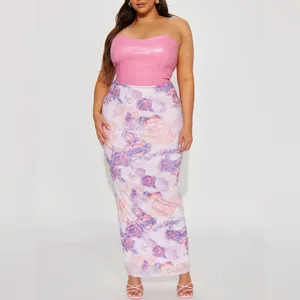 Faux Leather & Mesh Maxi Dress - Pink/combo - Small- 3/5 thumbnail 5