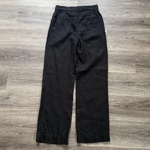 Reformation Black High-Rise Pleated Trousers Size 4 Linen Straight Leg Pants thumbnail 2