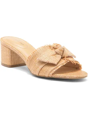 Bandolino Arden Mule Natural Woven Bow Block 2” Heel Open Toe Mule Summer Sanda thumbnail 2
