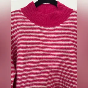 Strut & bolt striped pattern mock neck puff sleeve sweater thumbnail 4