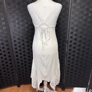 Sleeveless Beach Dress Crocheted Lace Straps Sz S Asymmetric Grad Ethereal Bride thumbnail 5
