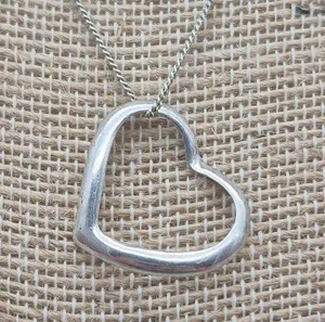 Vintage Sterling Silver Chain and Open Heart Pendant Necklace 18" Valentine Gift thumbnail 3