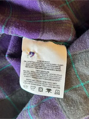 Hurley purple gray blue plaid flannel long sleeve metal stud pocket flaps size L thumbnail 8