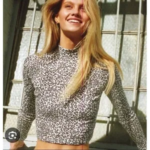 Gaze Leopard Print Mock Neck Long Sleeve Top Women's XS Made in Mexico thumbnail 1