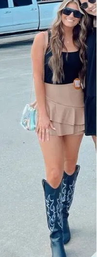 DO+BE Tan Pleather Skort thumbnail 1
