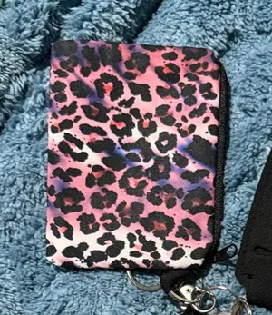 Handmade Pink Leopard‎ Print Keychain Set with Black Accents thumbnail 1
