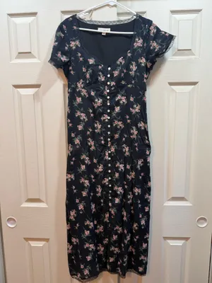 Lucky Brand Floral Lace Trimmed Midi Dress thumbnail 4
