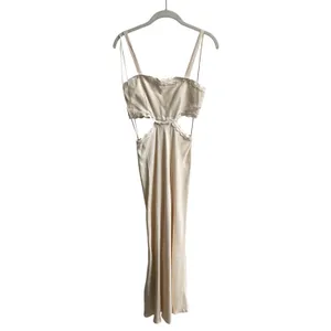 Mango Cutout Maxi Dress Women 2 Cream Scalloped Embroidered Trim Minimalist Boho thumbnail 6